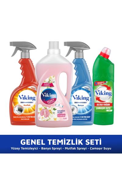 Genel Temizlik Seti (Yüzey Tem. + Banyo + Mutfak + Çamaşır Suyu) 4 'lü Set - 1