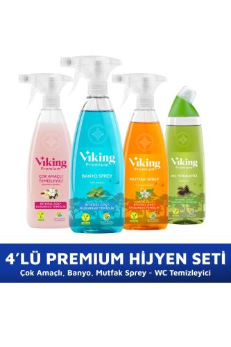 Premium 4'lü (Çok Amaçlı, Banyo, Mutfak, WC) Paket 750 ml x 4 Adet - Viking