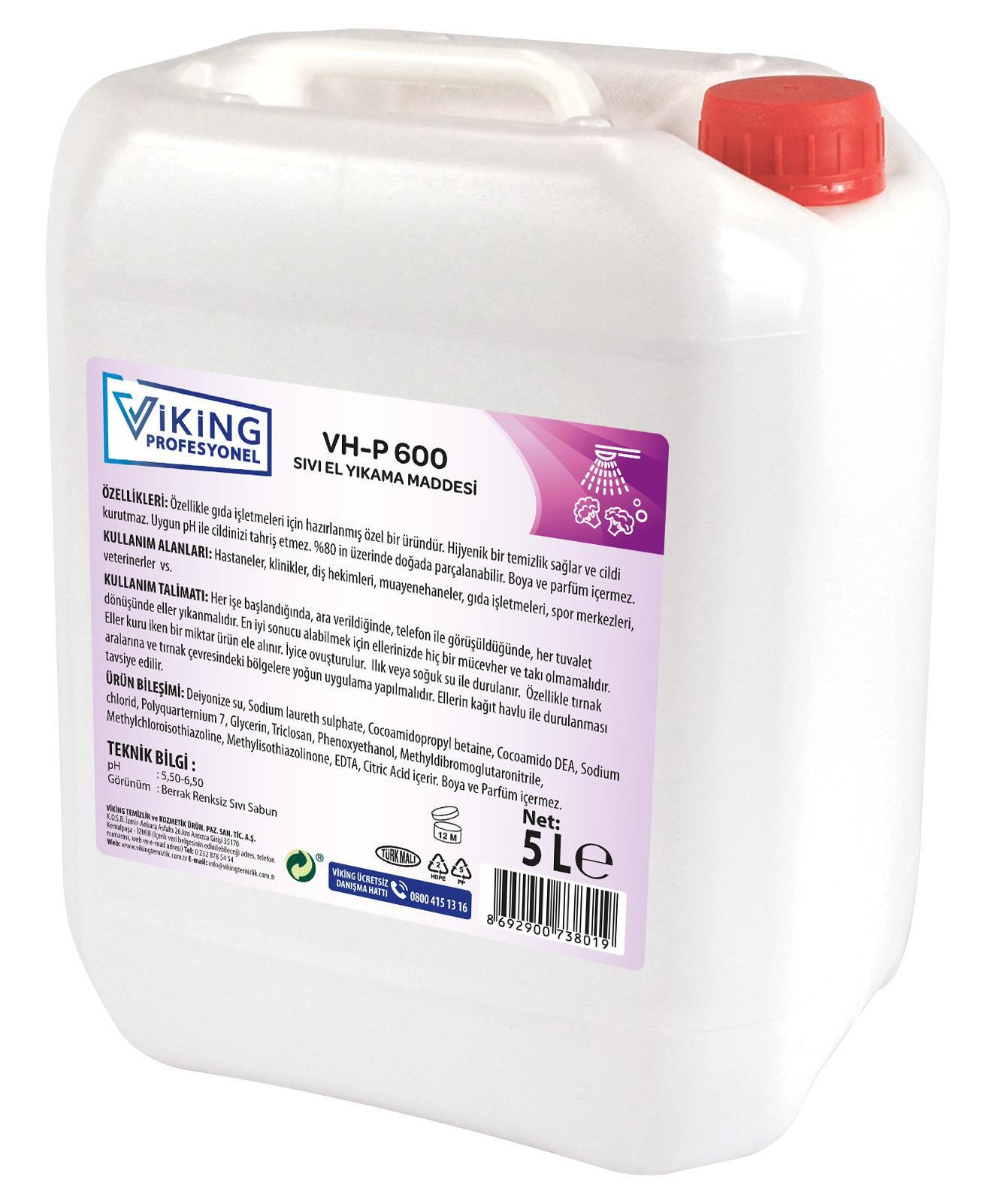 VP VH-P 600 Hijyenik Sıvı El Yıkama Maddesi 5 L 1 Adet